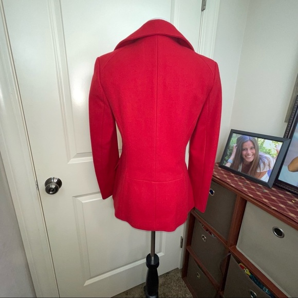 Banana Republic Red Double Breasted Short Italian Wool Coat Sz XS - Picture 7 of 17